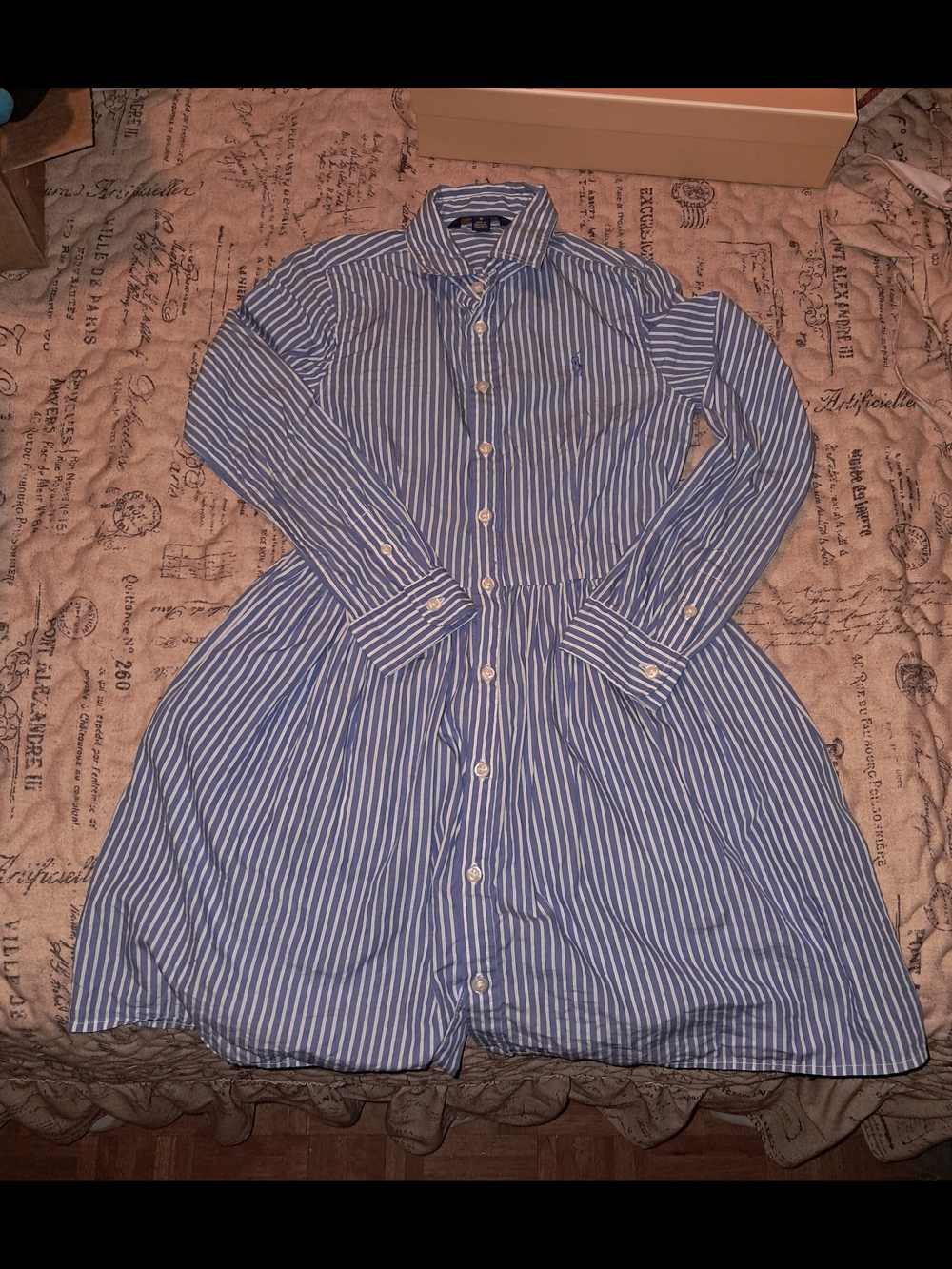 Polo by Ralph Lauren Blue & White Striped Shirtdress
